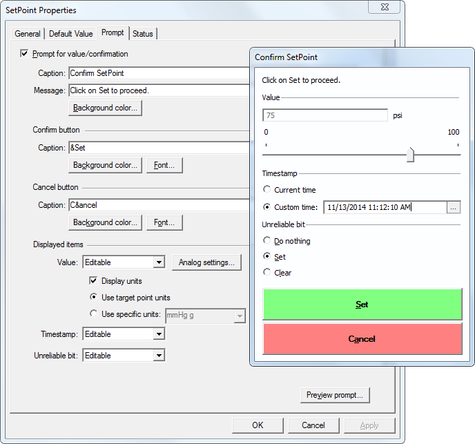 SetPoint Button - Propmpt Page SetPoint Button - Propmpt Page